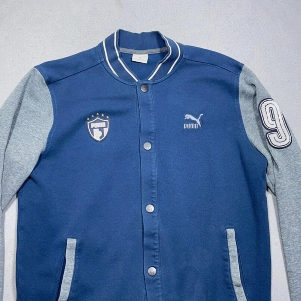 Puma Monterrey MX Soccer Letterman Track Jacket Youth XXL Blue Snap Button - Picture 2 of 10